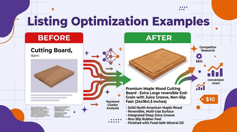 amazon listing optimization examples before and after illustration