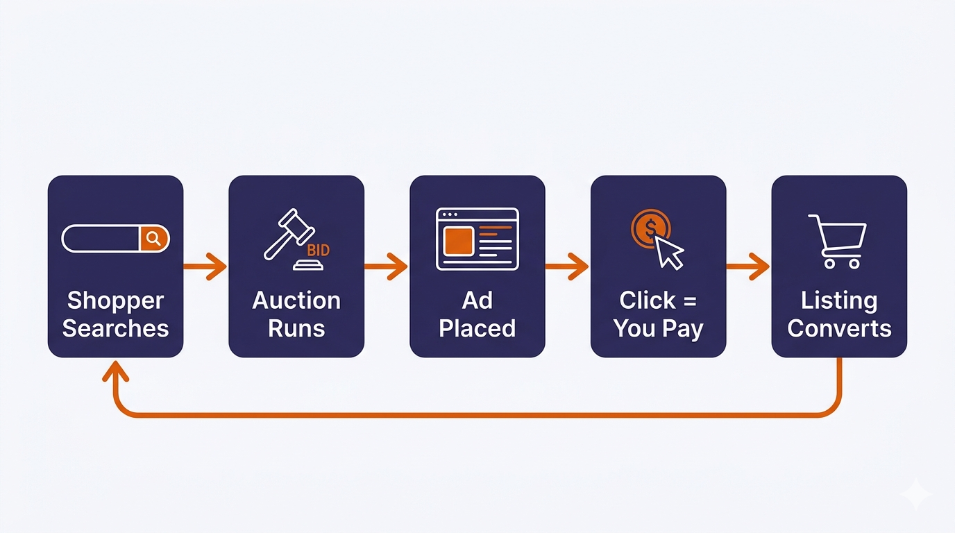 how amazon ppc auction works step by step flow diagram